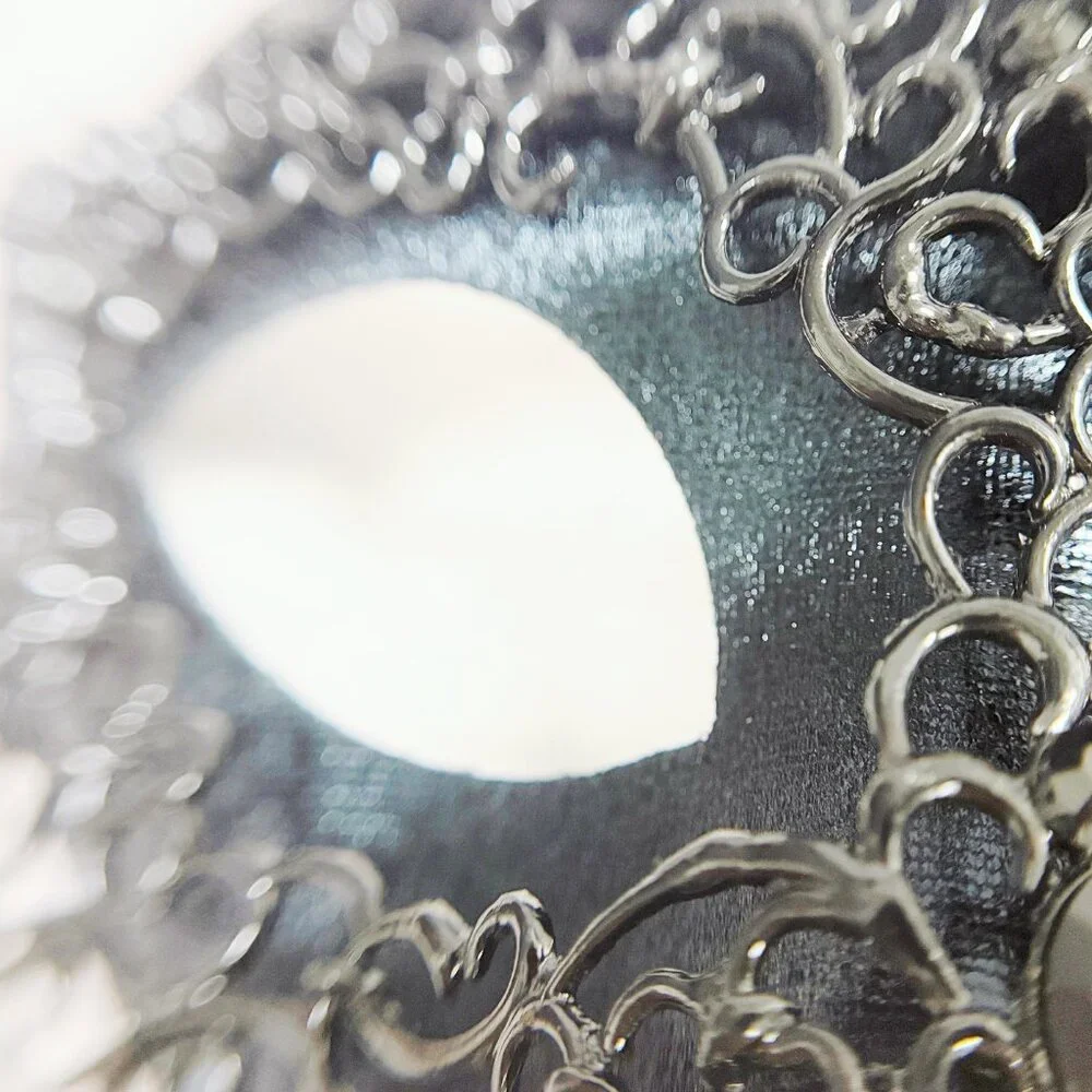 Mens masquerade mask, Black metal mask, Venetian mask, Prom mask, 2 in 1 mask